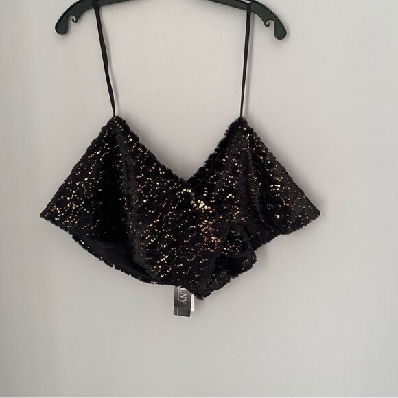 SLNY Accessories - SLNY Women’s Faux Fur Gold Sequin Neck Warmer